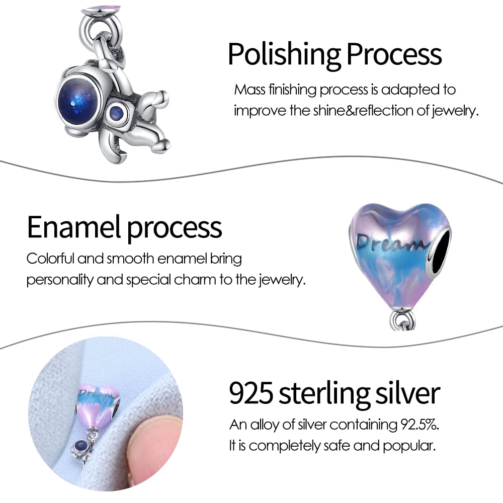 Pandach 925 Sterling Silver Charms for Bracelet&Necklace Dangle Pendant Bead with 5A Cubic Zirconia Stones,Jewelry Beads Gifts f