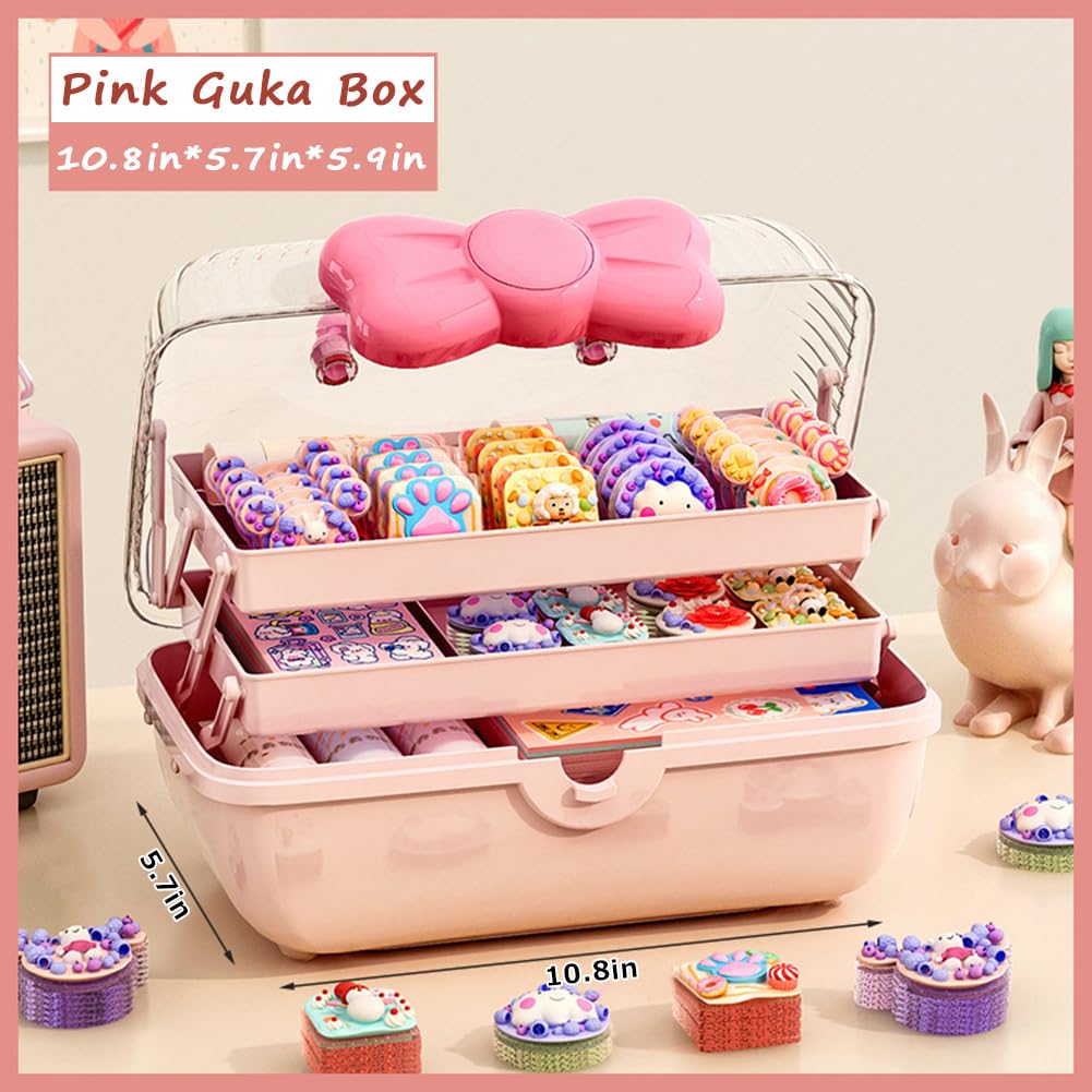 HMWQC Bow Shaped Hair Accessories Storage Box Lockable Three-layer Folding Craft Organizers and Storage for Girls Headbands Clips Ties Baby Girl Supplies, Pink, 16M81916H157E4V