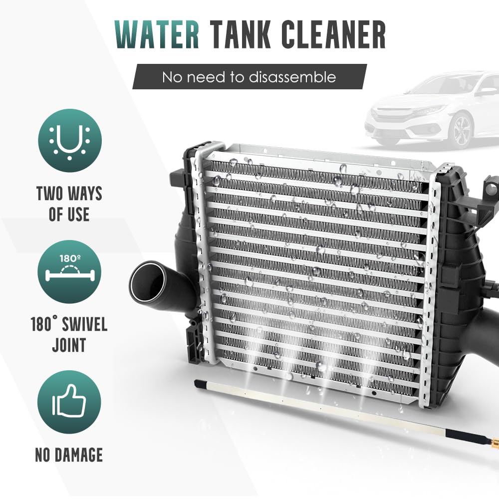 Radiator Cleaning Wand with Air Pipe Quick Connector, 24'' Portable Radiator Cleaning Tool, 4500 PSI Radiator Flush and Cleaner Pressure Washer Tool for Cars Trucks RV Gutter Cleaning (No Switch)