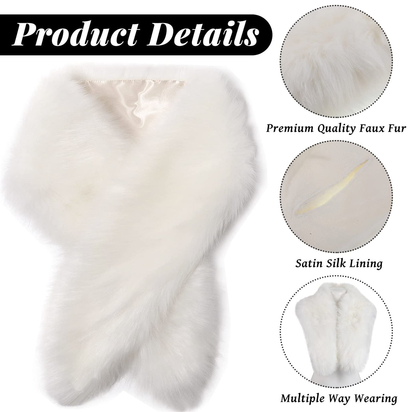 Zhanmai Halloween Costume Women 1920s Accessories Faux Fur Shawls Red Satin Opera Gloves Fake Long Holder for Cosplay Party