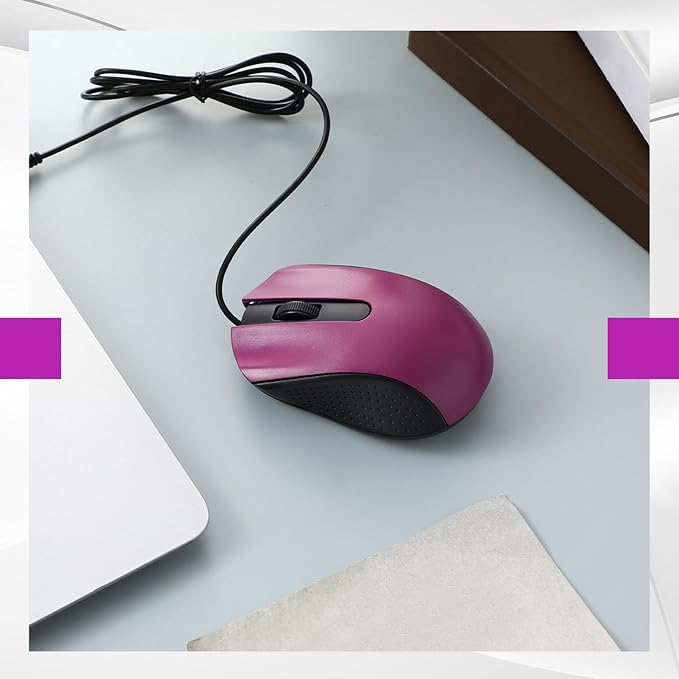 Bonuci 30 Pack USB Wired Mouse 3 Button Corded Computer Mice Bulk USB Mouse for PC Desktop, Laptop, Office, School, Classroom Use(Purple)