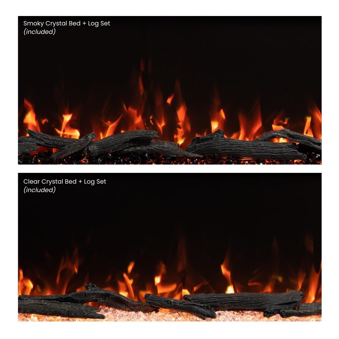 Modern Ember Highmark 72 Inch Smart Linear Electric Fireplace - Premium Flame with 10 Colors, Sleek Hidden Vent Design, Install Recessed in-Wall or Wall-Mount, WiFi Enabled.