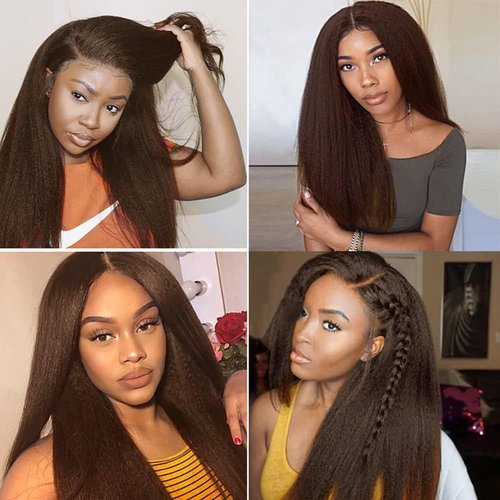 Giginger Brazilian Human Hair Bundles 20 22 24 Inch Chocolate Brown Yaki Wave Human Hair Bundles Brazilian Unprocessed Virgin Quick Weave Hair for Black Women