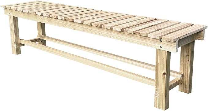 LSPYYDS Outdoor Garden Bench, 3-Person Wood Patio Bench Weatherproof Outdoor Backless Bench, Anti-Corrosion and Anti-Rust Garden Benches for Garden Lawn Porch Park Backyard (Natural,47.25''/120cm)