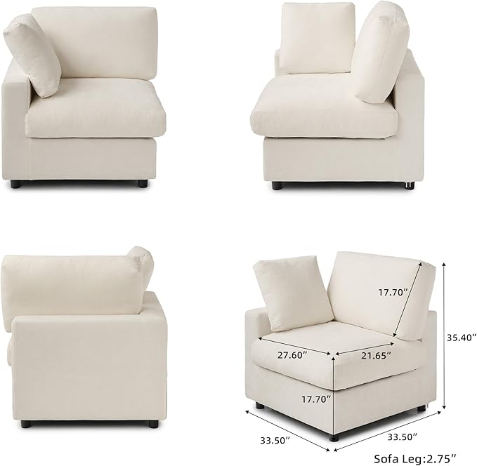 Cloud Sectional Couches for Living Room,134" Convertible L Shaped Couch with Ottoman, 6 Seater Modular Sectional Sofa,Deep Seater Furniture Sets