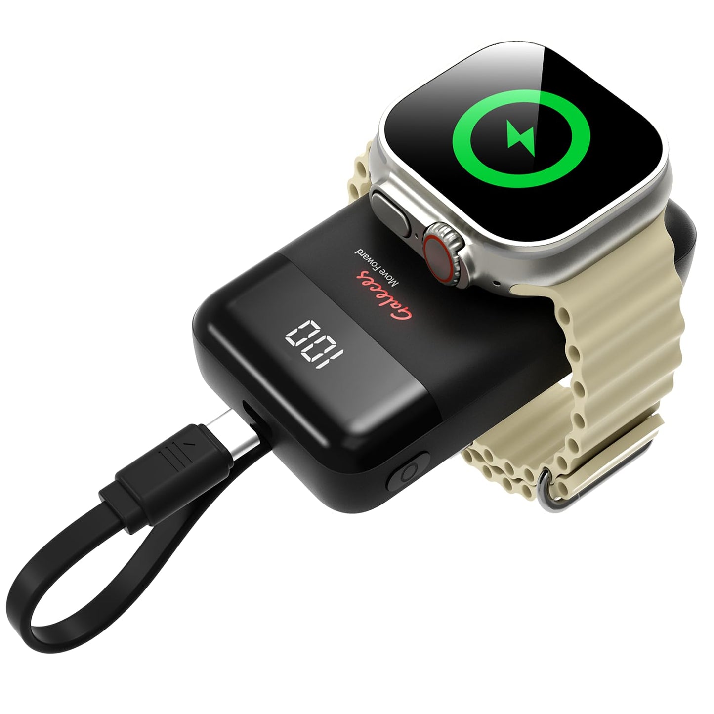 Galeces 3000mAh Mini Portable Charger for Apple Watch,Fast Charging for iWatch and iPhone,Wireless Magnetic Charger with Built-i
