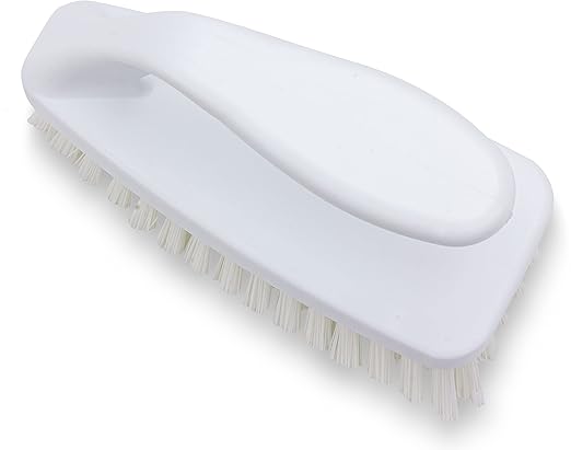 SPARTA Scrub Brush with Iron Shaped Handle and Stiff Bristles, Heavy Duty Scrubber Brush for Kitchen, Bathroom, Shower, Tile, Sink, Carpet and Bakepans, Polypropylene, 6 Inches, White, (Pack of 6)