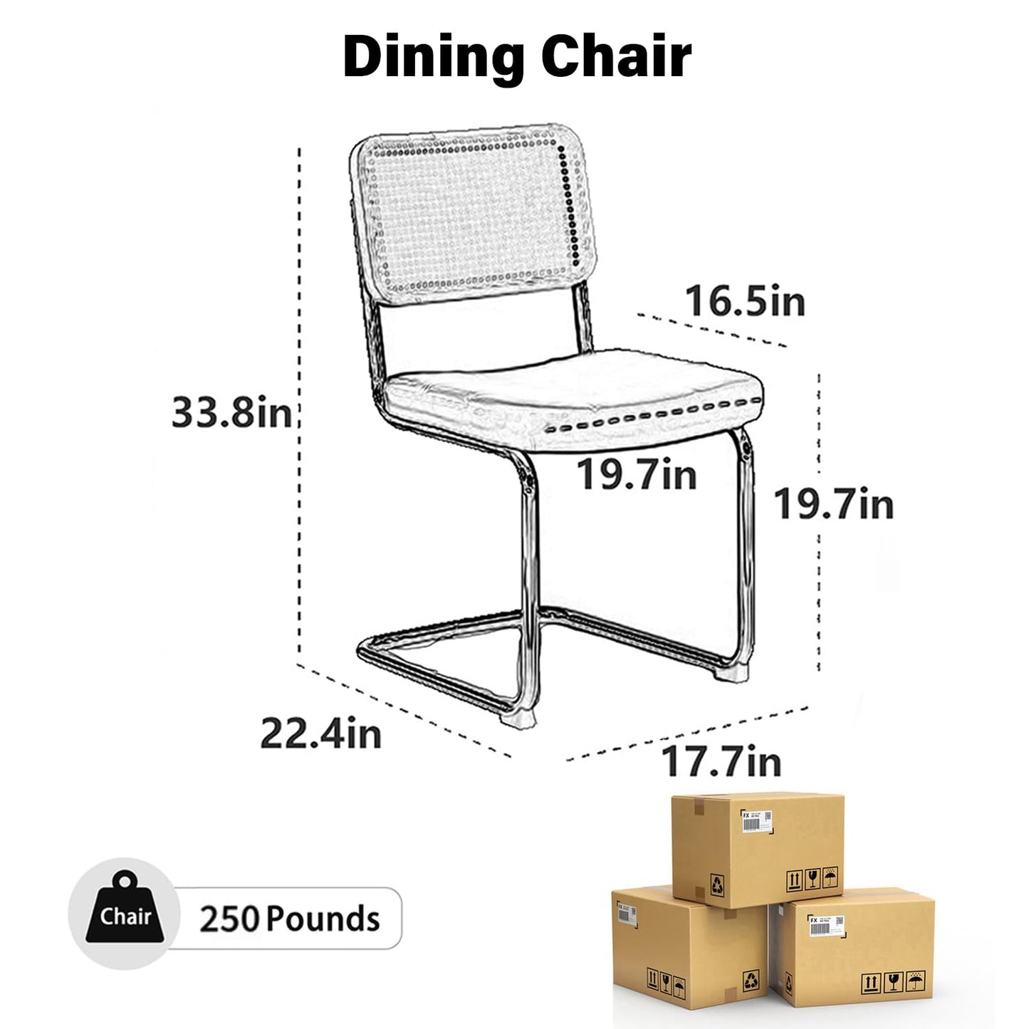 SIZOTA Modern Dining Chairs Set of 4, Upholstered Faux Leather Kitchen Chairs with Rattan Back for Dining Room, Restaurant, Kitchen, Living Room, Cafe, Gray