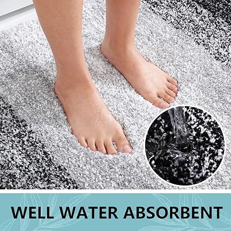 Arotive Bathroom Rugs Sets 2 Piece, Shaggy Soft and Absorbent Microfiber Bath Rugs, Non-Slip, Machine Washable Dry Bath Mats for Bathroom, 30x20 and 24x16,Black