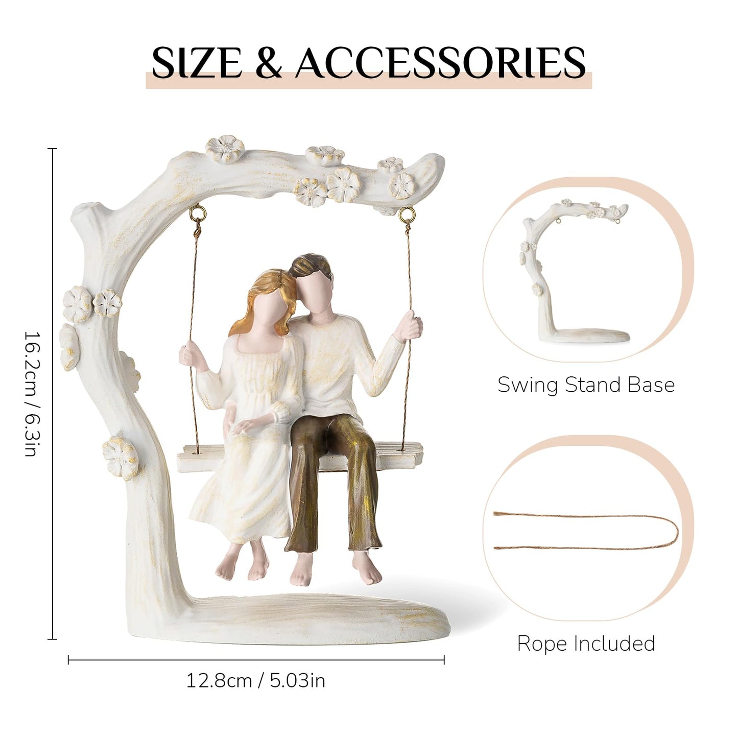 Storieme Anniversary Couple Gifts Figurine - Romantic in Love Statue Engagement Wedding Valentines Day Birthday Gitft for Her Girlfriend Wife Parents