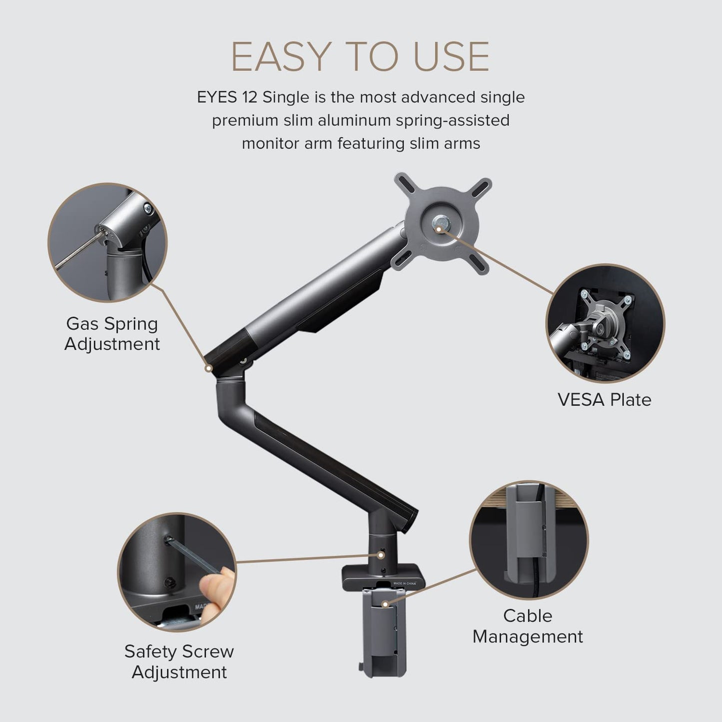Pout E12 Dual Monitor Arm Mount Stand - Adjustable Full Motion Desk Mount For 17-32 Screens, Supports 4-22Lbs Per Arm, Vesa 75X7