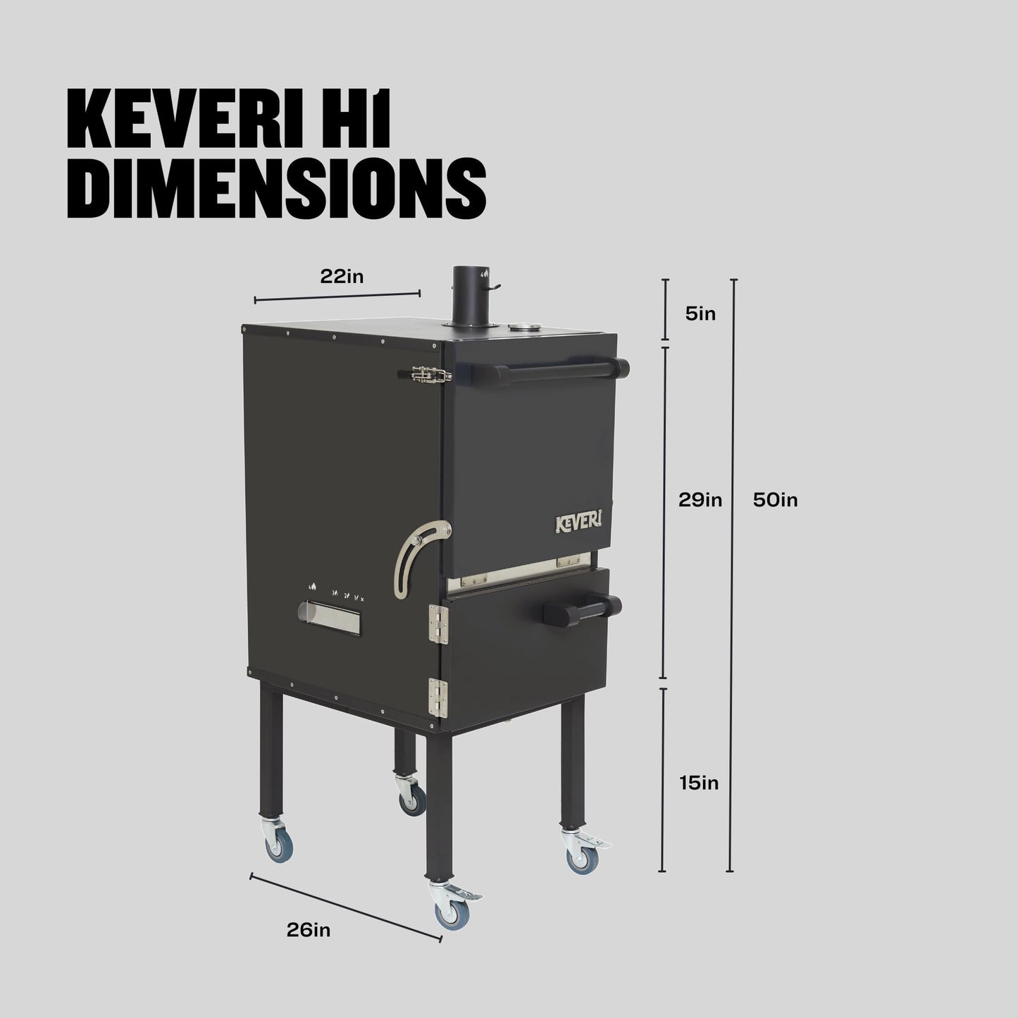 Keveri H1 Black Truffle | Multi-Purpose Charcoal Oven | Grill, Smoker, Roast, Bake, Pizza Oven