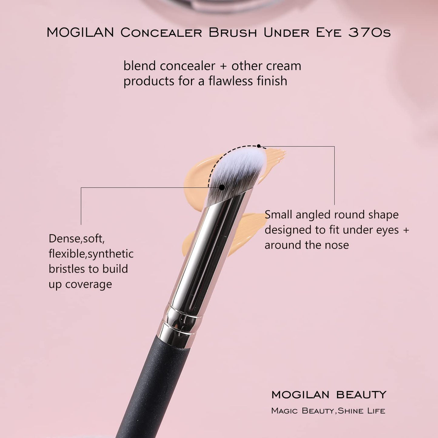 MOGILAN Concealer Brush Set 2pcs Professional Angled Concealer Brushes For Under Eye Concealer Foundation Blending Liquid Cream