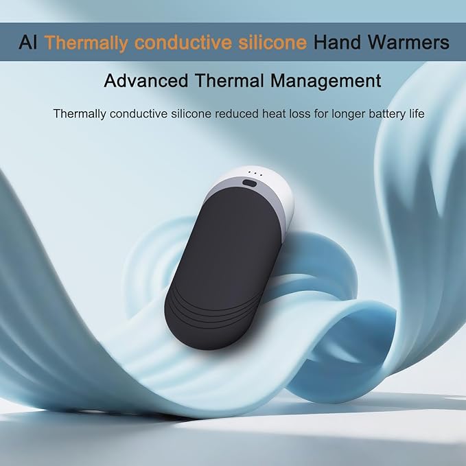 Karecel Thermally Conductive Silicone Rechargeable Hand Warmers 2 Pack, 6000mAh Double-Sided Heat AI Electric Hand Warmer, Portable Pocket Handwarmer, Fits in Gloves, Slim, Shockproof, Women Men Gifts