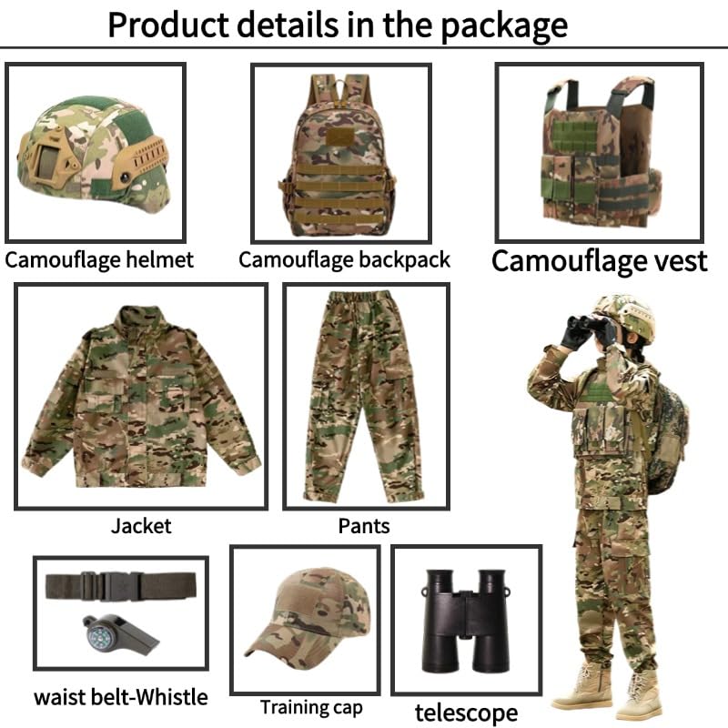 Klocerg Army costume boy soldier tactical gear role playing special forces costume military man (size110)