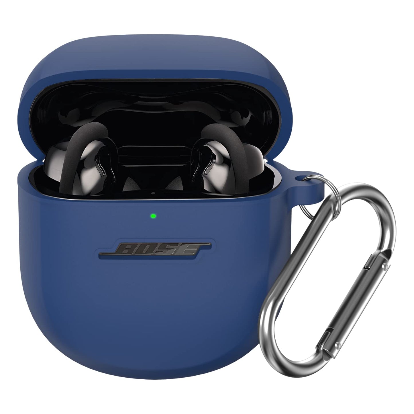 Bose QuietComfort Earbuds II Case(2022) WOFRO Silicone Protective Skin Cover for New Bose QuietComfort Earbuds 2 Accessories with Carabiner (Blue)-New