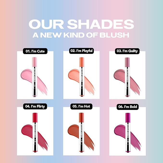 Sacheu Cheek STAY-N Liquid Blush for Cheeks — High Pigment, Buildable, Lightweight Cream Blush for Dewy & Radiant Flushed Cheeks — Long-lasting & Cruelty Free, Pretty in Pink Duo