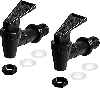 LifCratms 2Pcs BPA-Free Replacement Cooler Faucet, Black Plastic Water Spigot Spout Dispenser Tap Set, Reusable Water Croc...