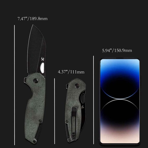 KANSEPT Model 6 Pocket Knives EDC Camping 3.1'' 154CM Material Pocket with Green Micarta Handle Everyday Carry T1022A2
