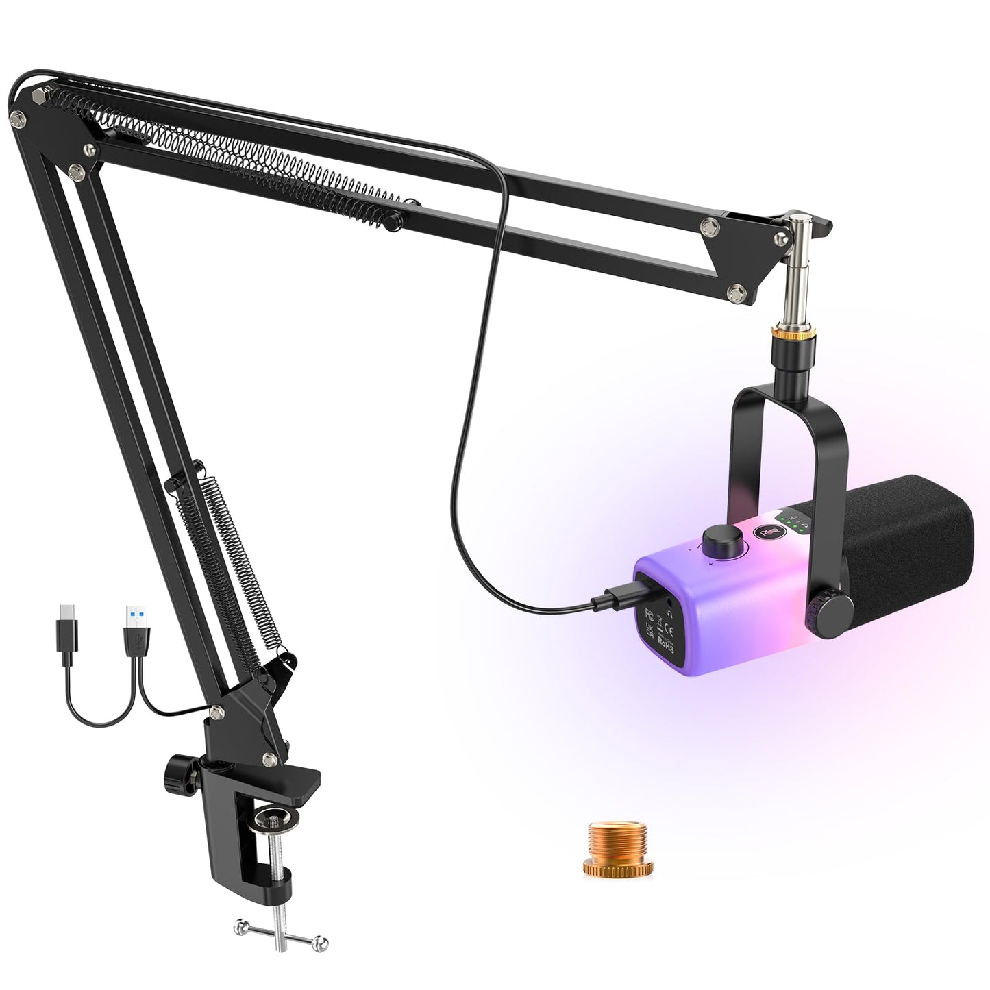 ZealSound USB Gaming Microphone,PC Microphone for Phone Tablet with RGB for Streaming Podcast Vocal Recording ASMR, Computer Mic