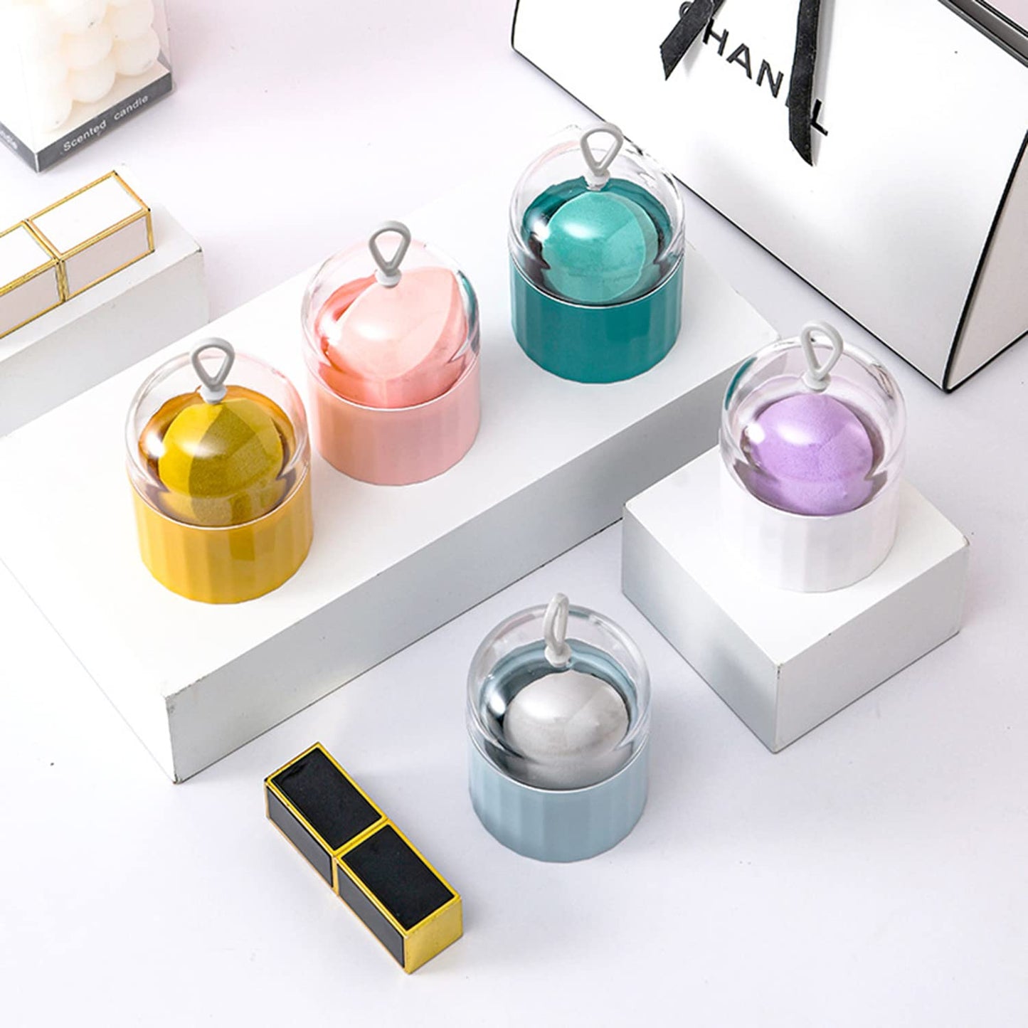 Bird&Fish Makeup Sponge Blender Holder Travel Carrying Case Sponge Drying Rack Stand Holder Egg Powder Puff Drying Shelf Cute NO