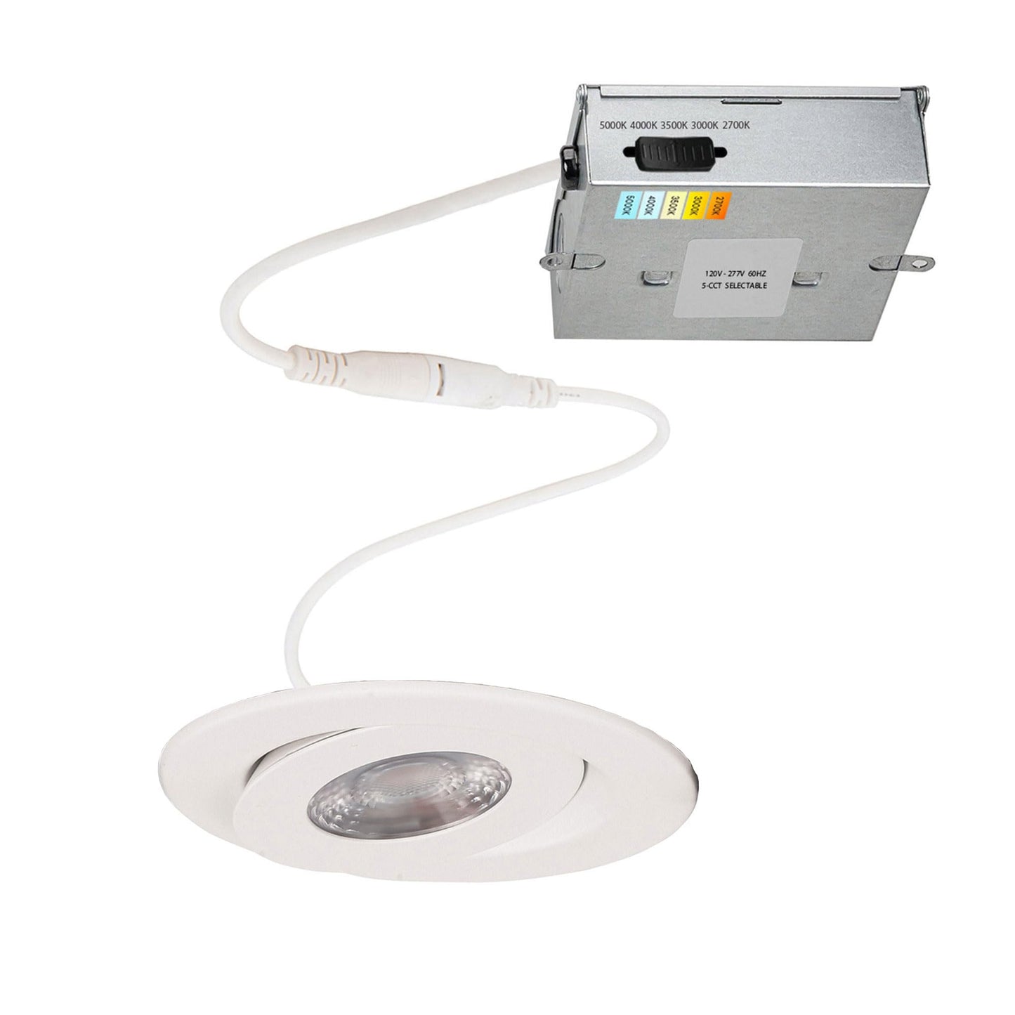 WAC Lighting Lotos 4in LED Round Adjustable Recessed Light 5-CCT Selectable 9W 700 Lumens IC-Rated Airtight 120V-277V Universal in White 2-HR Fire Rated (Pack of 24)