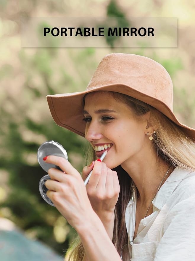 Compact Mirror Bulk, Pack of 12 Double-Sided 1X/2X Magnifying Metal Makeup Mirrors(Round, Silver)