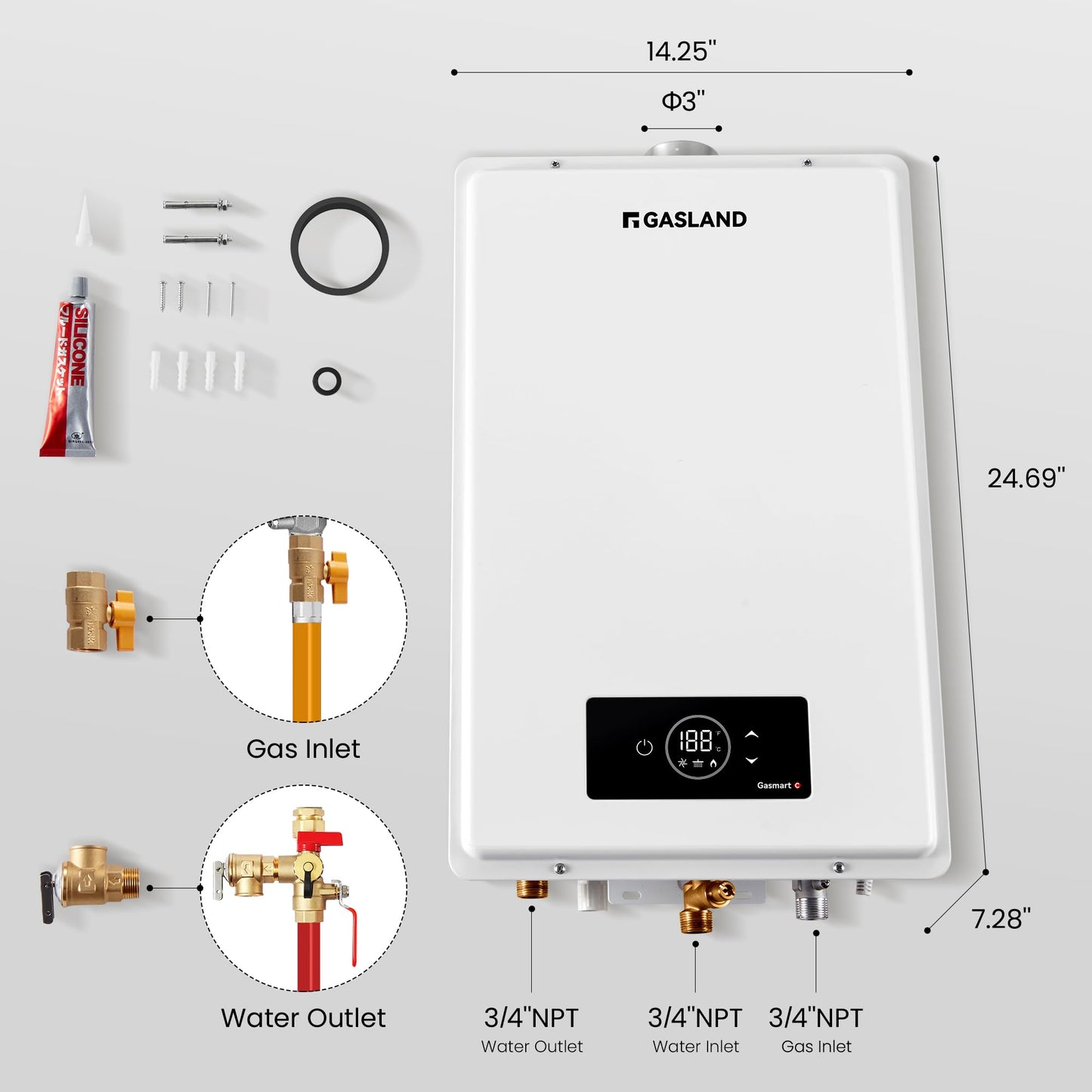 GASLAND Gasmart C Propane Tankless Gas Water Heater, Whole House Up to 6.86 GPM 199,000 BTU CSA Certified Indoor Installation Residential Instant Hot Water Heater, CS686LP