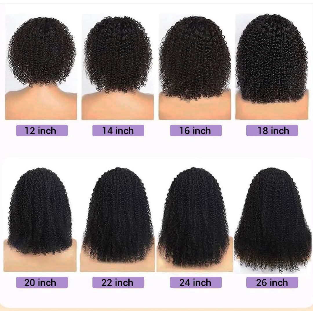 DSEKCAIN Kinky Curly Headband Wig Human Hair 26 inch 200 Density 100% Real Human Hair Curly Headband Wig No Glue No Sew In Gluel
