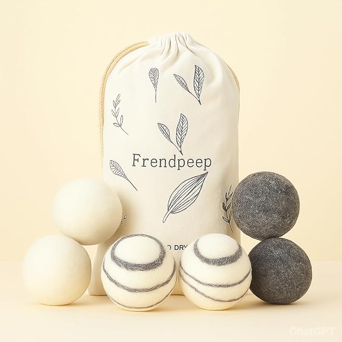 Wool Dryer Balls (6-Pack) – 100% New Zealand Wool | Cuts Drying Time Up to 30% | Natural Fabric Softener | Reusable for 1,000+ Loads | Chemical-Free Laundry Care