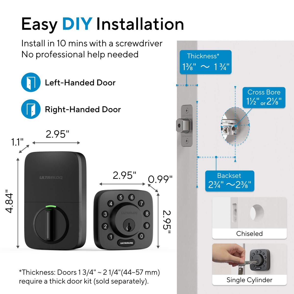 ULTRALOQ Bolt Z-Wave Deadbolt Smart Lock with 800 Series Z-Wave Long Range for App, Code Entry, Auto Lock and Remote Access, Works with Alarm.com, Home Assistant, SmartThings, Hub Required