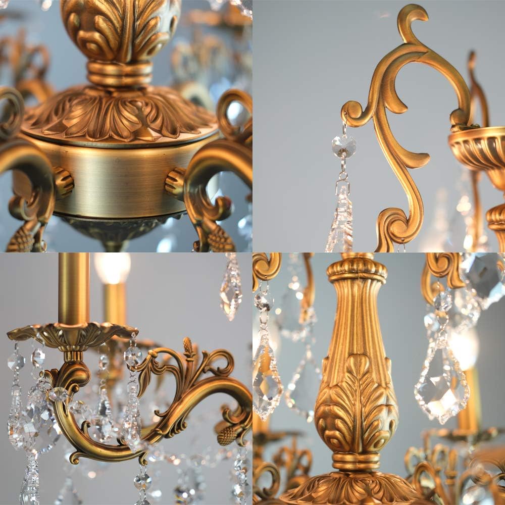 MEEROSEE Crystal Chandeliers Contemporary Chandelier 6 Lights Island Lighting Candle Pendant Ceiling Light Fixture for Dining Room Living Room Kitchen Bedroom Hallway Entry D22.1
