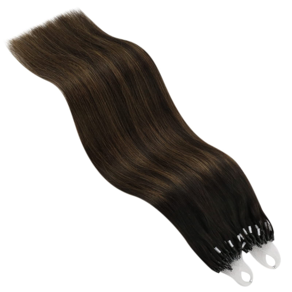 Easyouth Invisible Micro Bead Hair Extensions Human Hair Dark Brown Fading to Light Brown Micro Ring Hair Extensions Microlink H