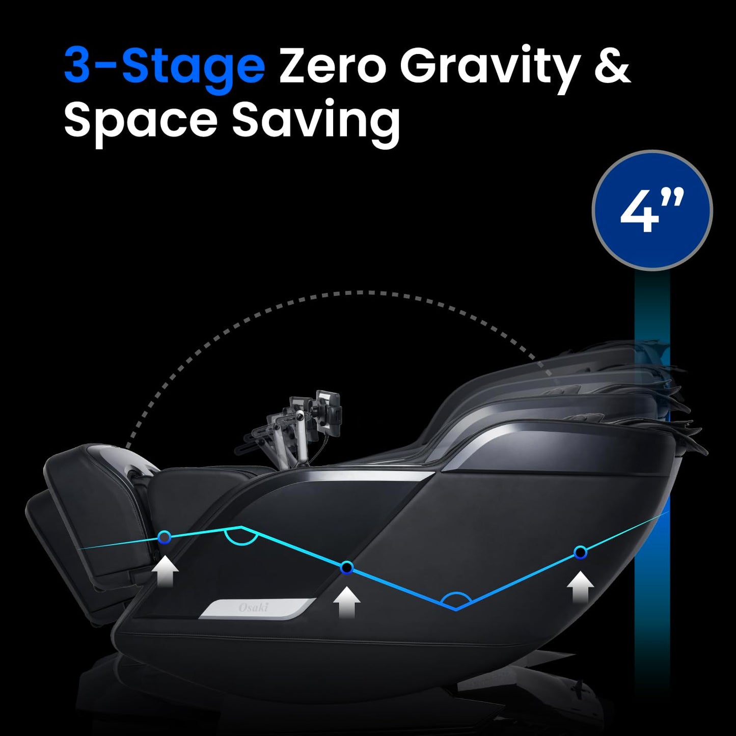 Osaki Vibe 4D l 4D Massage Mechanism l Automatic Body Scan l Deep Calf-Kneading l Space-Saving Technology l 3-Stage Zero Gravity l 32-Cell Full Body Air Massage (Black)