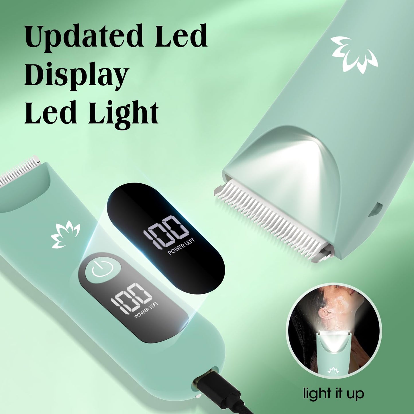 Zesuti Electric Bikini Trimmer for Women,Electric Razors for Women,Cordless Pubic Hair Trimmer,IPX7 Waterproof & LED Display Men