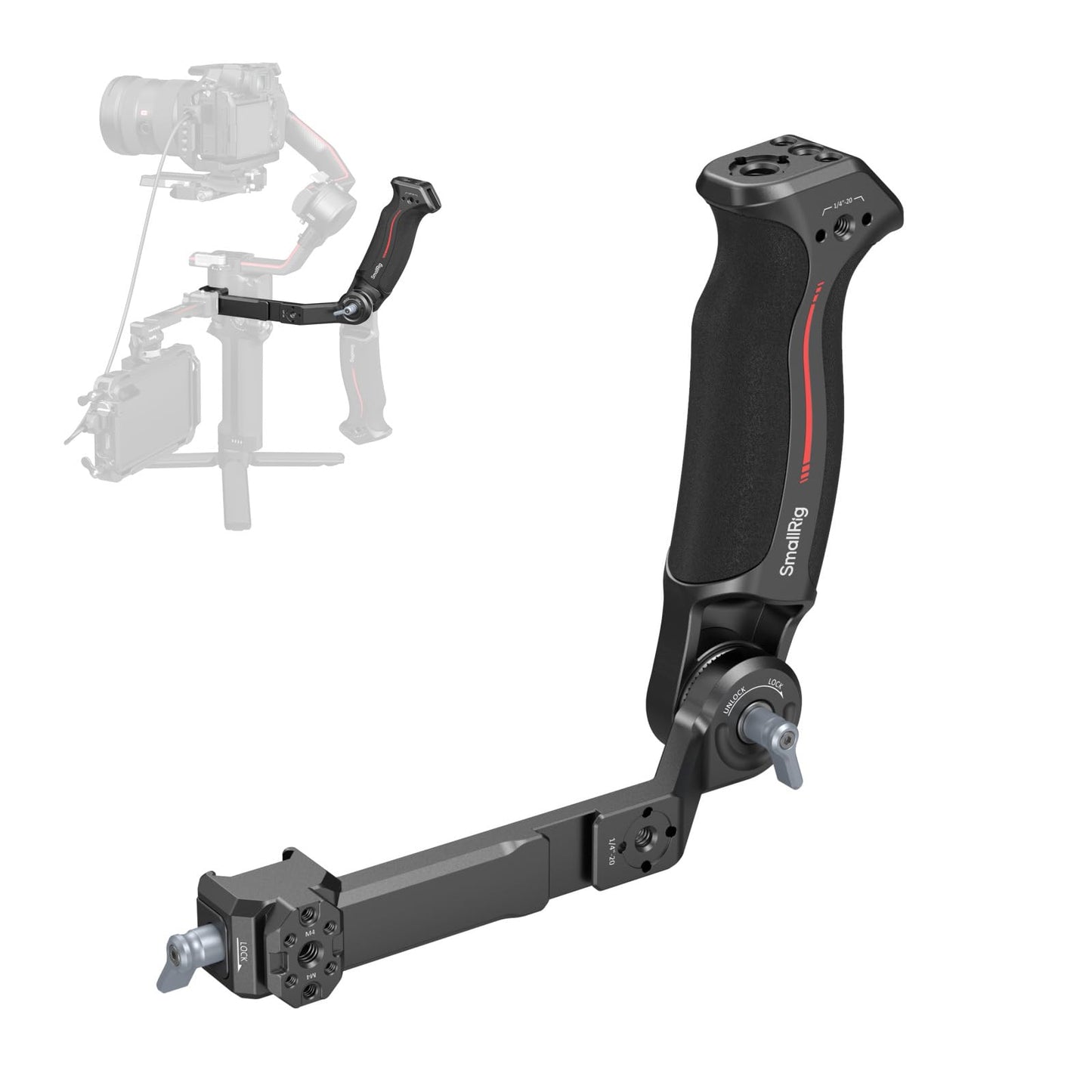 Smallrig Rs 3 Rs 3 Mini Rs 3 Pro Adjustable Handle For Dji Rs 3 Mini/Rs 3 / Rs 3 Pro/Rs 2 / Rsc 2 8 Kg / 17.6 Lb Load Ergonomic Grip For Low Angle Shots - 3028C -Like New