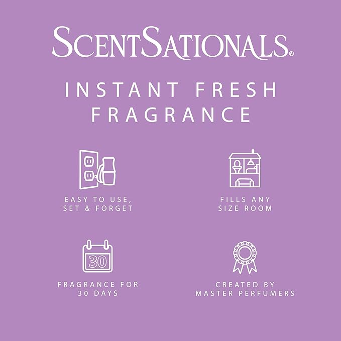Scentsationals Fragrance Oil Plug In Air Freshener Refills 3-Pack - Lilac Blossoms - Works with Scentsationals Wall Plugs, Long-Lasting Home Fragrance, 0.8 fl oz Each, Packaging May Vary