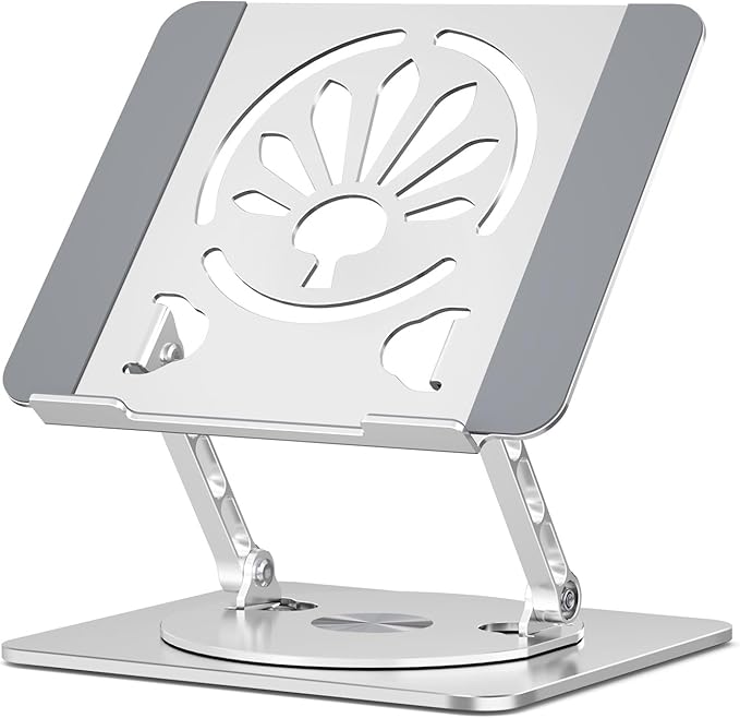 Axbima Adjustable Laptop Stand for Desk-360° Rotating Foldable Laptop Holder Ergonomic Laptop Riser for MacBook Pro/Air Dell HP Lenovo Notebook up to 16.3",Silver