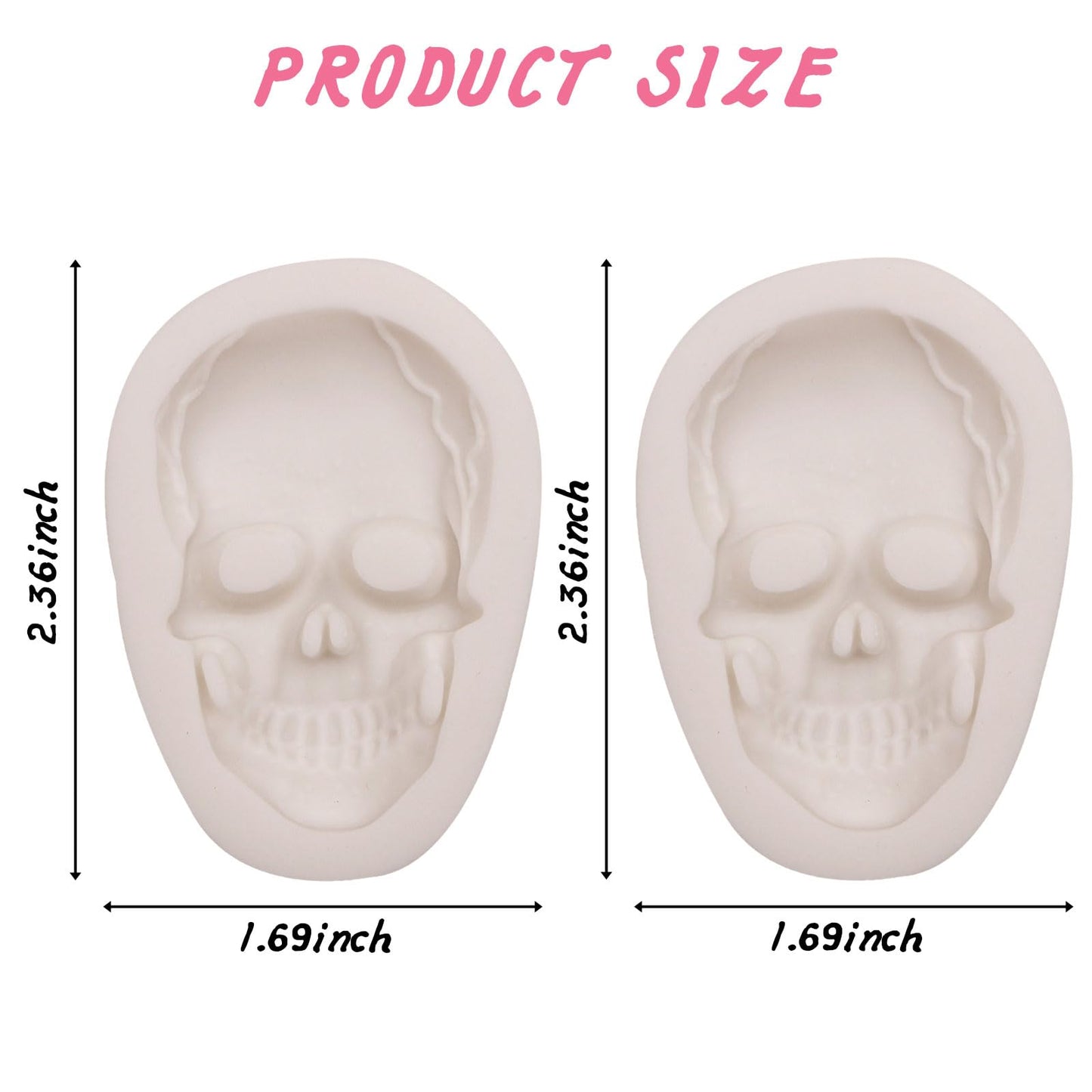 Skulls Silicone Mold Halloween Skull Molds for Baking Skeleton Silicone Mold for Cake Decoration Topper Chocolate Candy Cake Pop Popsicle Polymer Clay Crafts Set of 2
