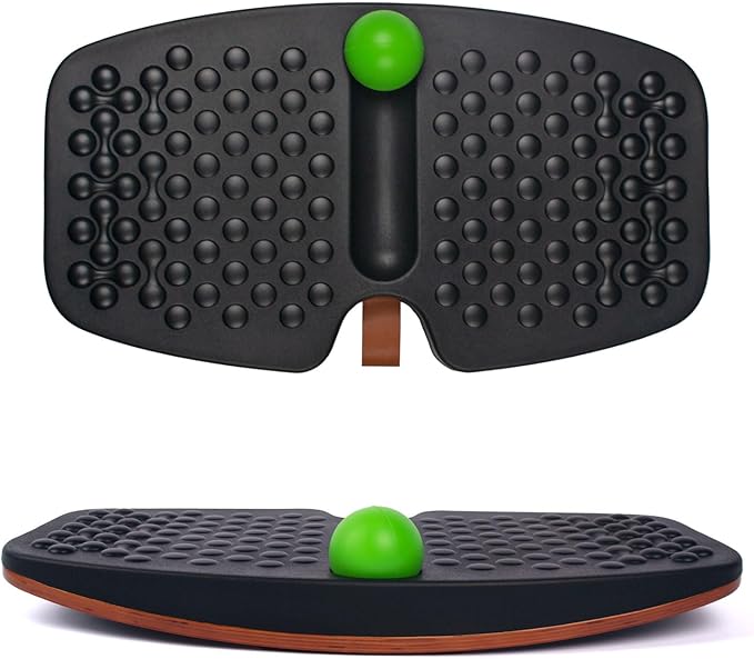 Acdet Balance Board with Slidable Ball, Black Wooden Standing Desk Board for Standing Work, 23.5 x 24 x 12'', Office Work and Muscle Relaxation, Foot Massage Balance Board to Relieve Fatigue, Adult Use up to 300 lbs