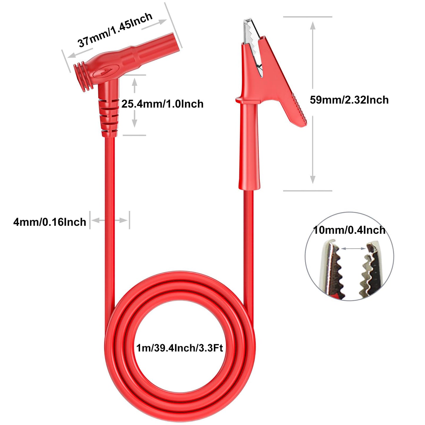 Multimeter Alligator clips Test Leads,3Ft 600V/1000V 14 AWG Heavy Duty Banana Plug to Alligator Clips for Multimeter test leads for for Fluke/AstroAI/INNOVA/Klein meter tester, Electrical Testing 2PCS