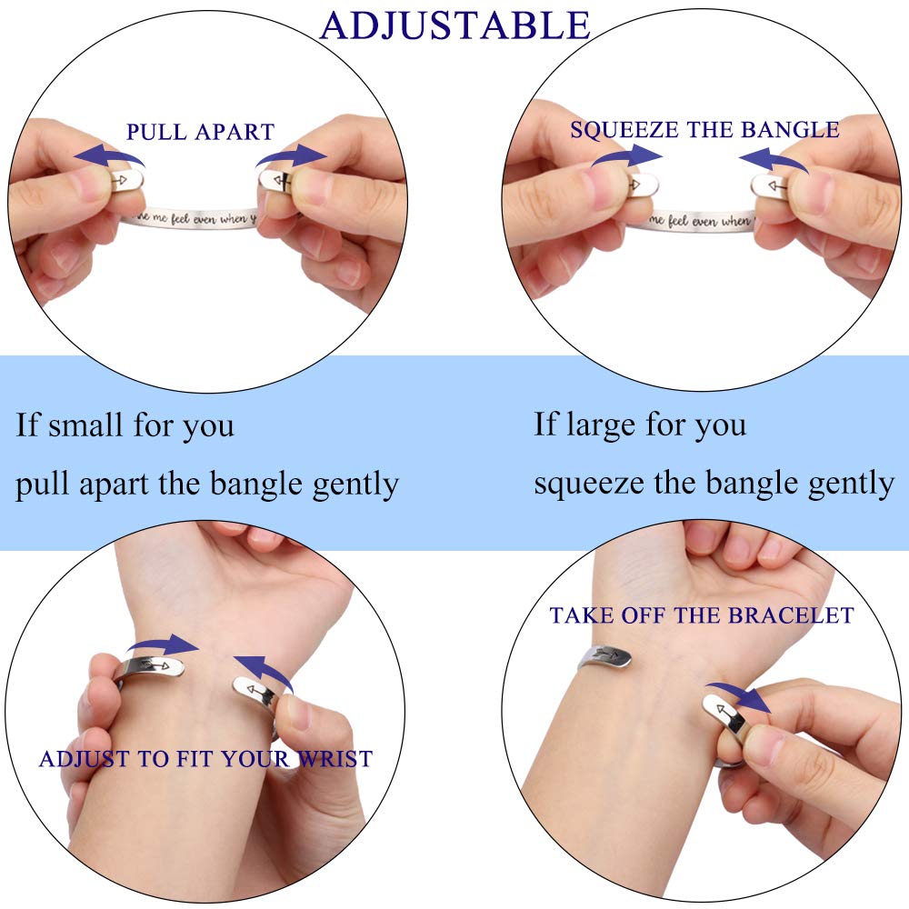 Btysun Birthday Gifts for Women Inspirational Bracelets for Her Men Motivational Cuff Bangle Personalized Friendship Christmas G
