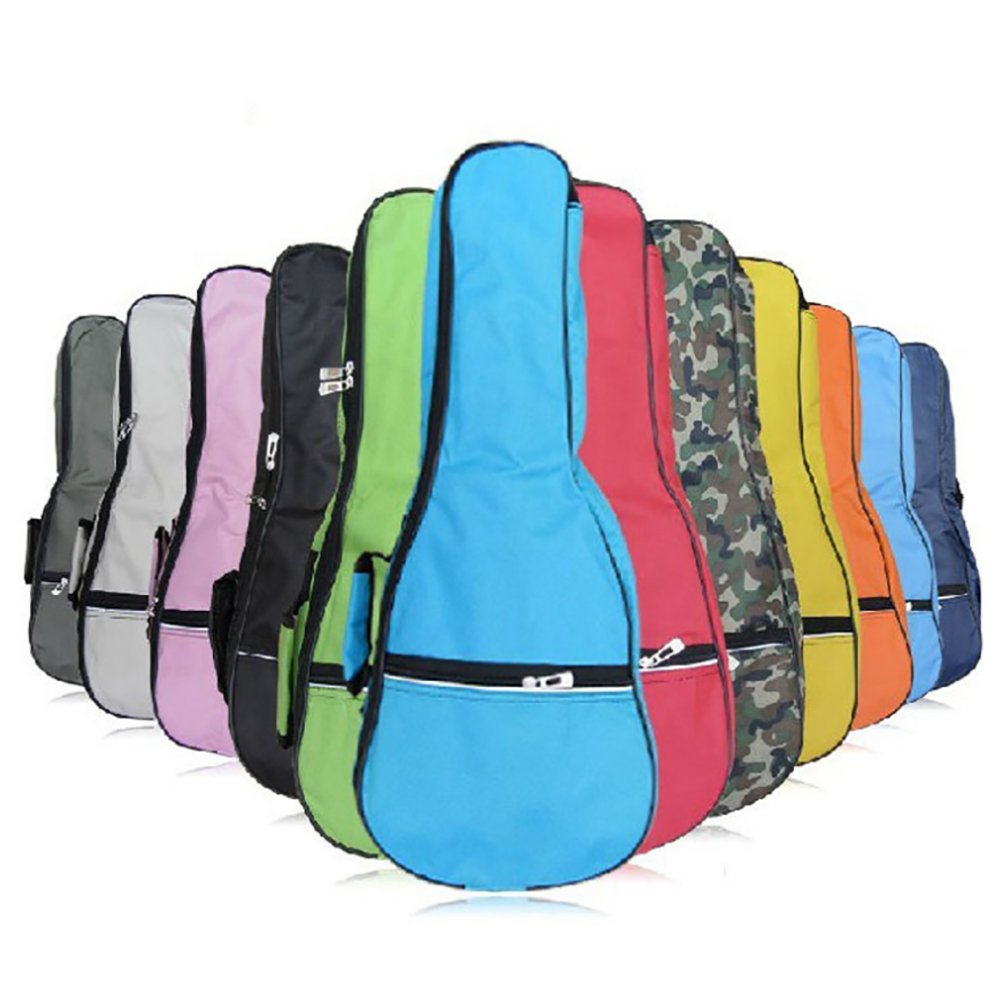 HOT SEAL Waterproof Durable Colorful Ukulele Cotton Case Bag with Storage (21in, black)