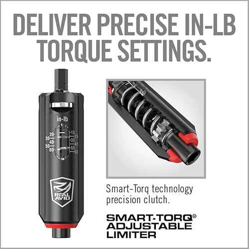 Smart-Torq Adjustable 15?65 in-Lb Torque Limiter ? Modifiable in 1 in-Lb Increments, Click-Style Overload Clutch, Works with 1/4" Hex Drivers and Bits, Lockable Torque Setting for Repeatable Accuracy