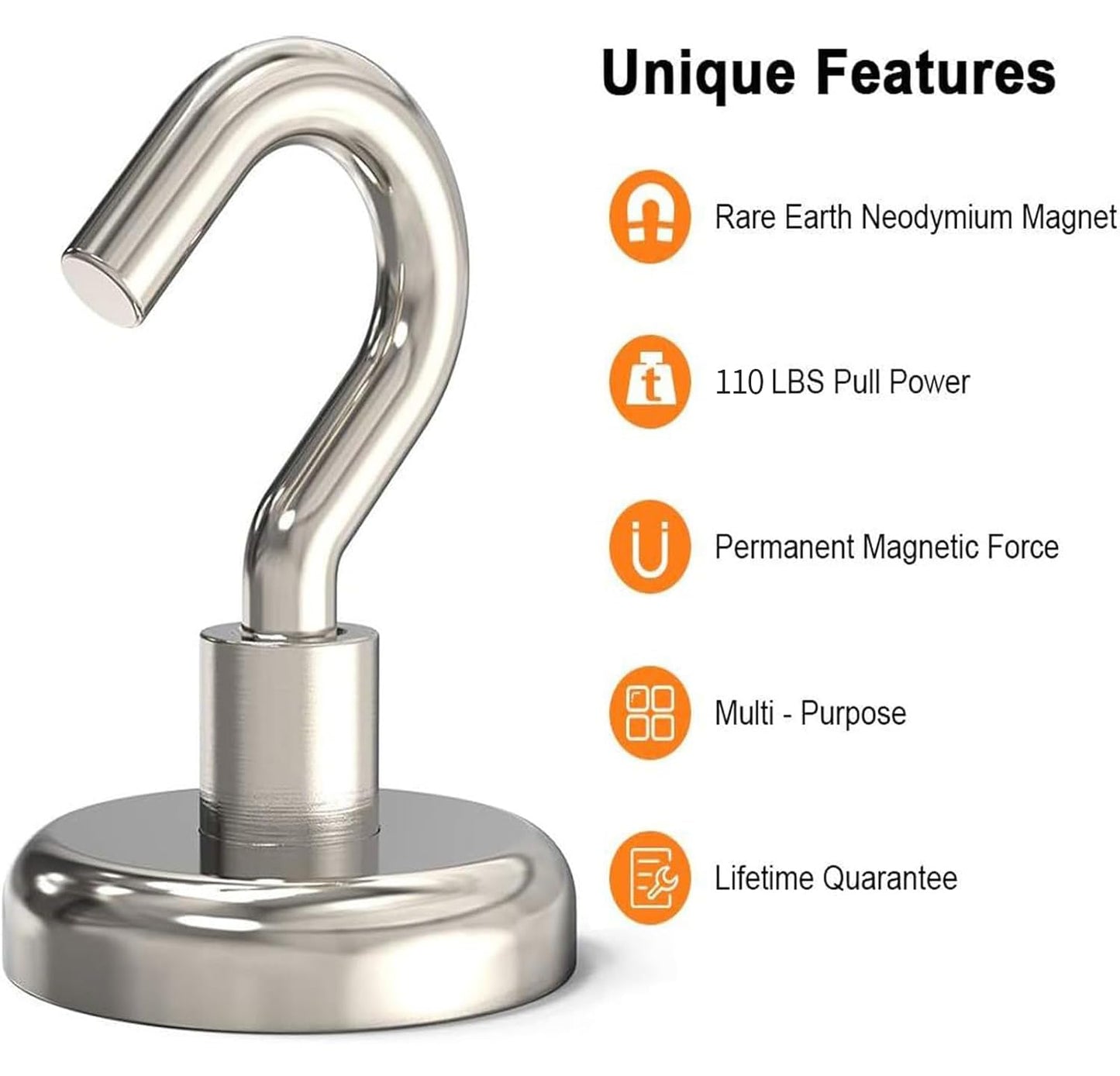 GREATMAG Magnetic Hooks Heavy Duty, 110 lbs Strong Magnet Hooks for Hanging, Magnet with Hook for Cruise, Refrigerator, Pack of 6
