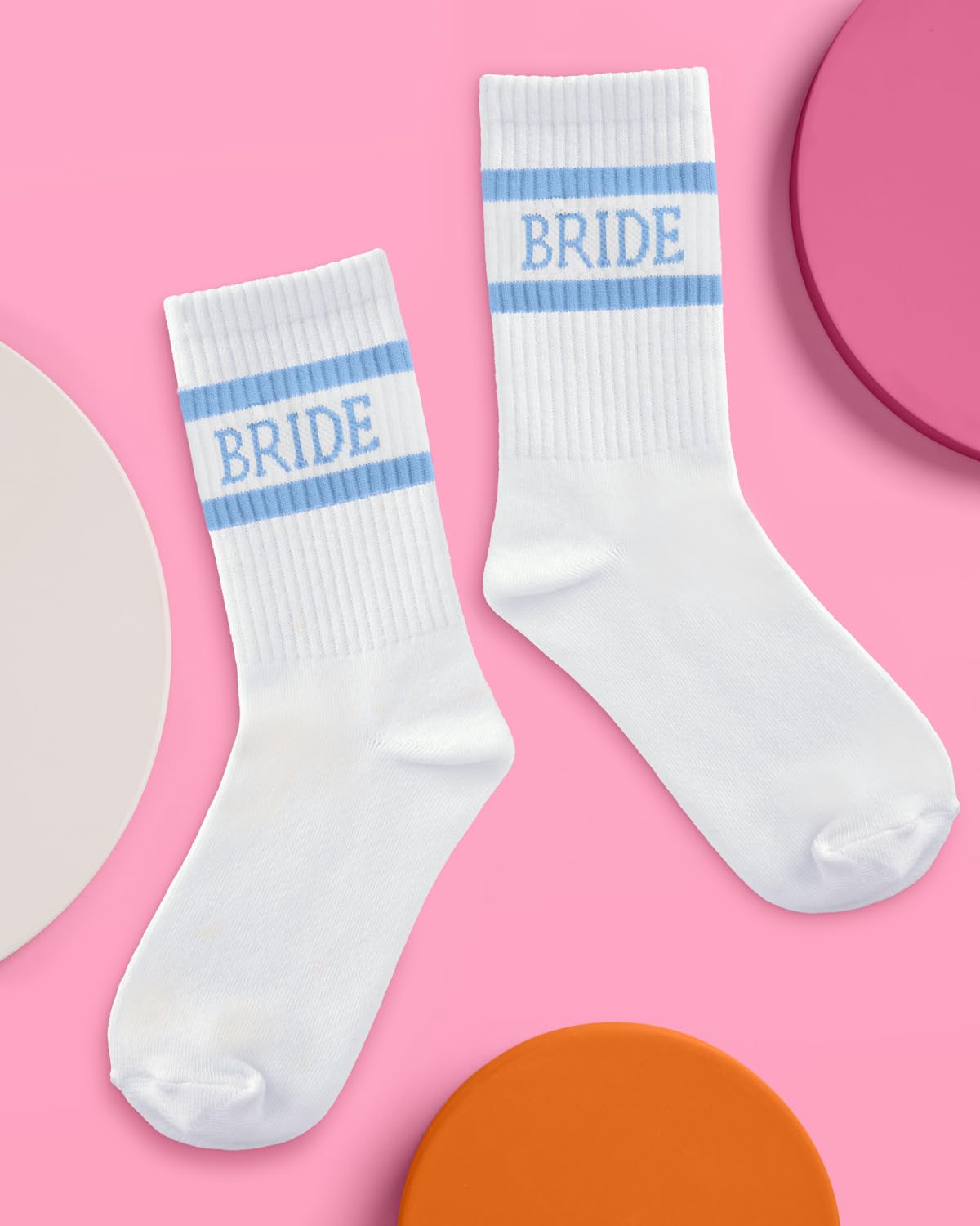 xo, Fetti Bride Socks, White + Blue | Bride To Be Something Blue Gift, Bachelorette Decorations, Wedding Day Slippers, Bridal Footwear Gift