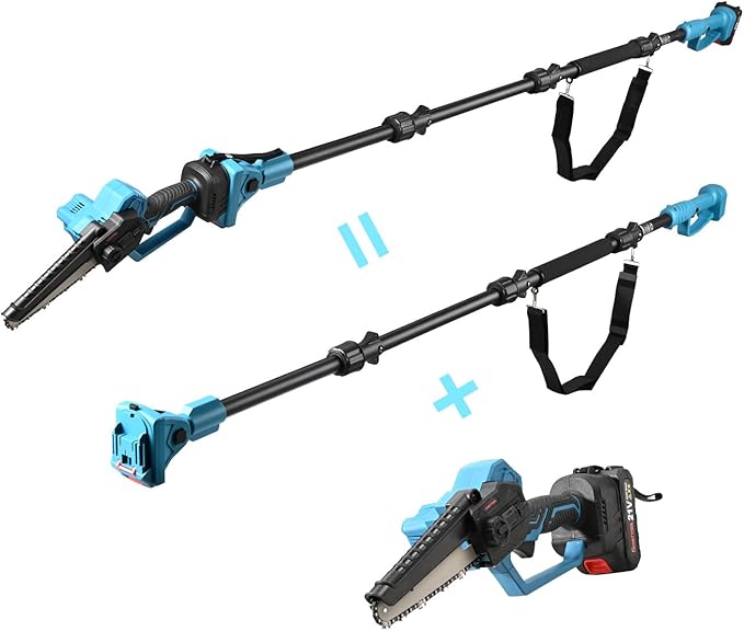 Only Extendable Pole Saw, Extension Pole Rotatable Pole 14ft Max Reach With Shoulder Strap,Tool-Free Installation Compatible 21v Shintyool Battery,For High Altitude Operations(No Chainsaw And Battery)