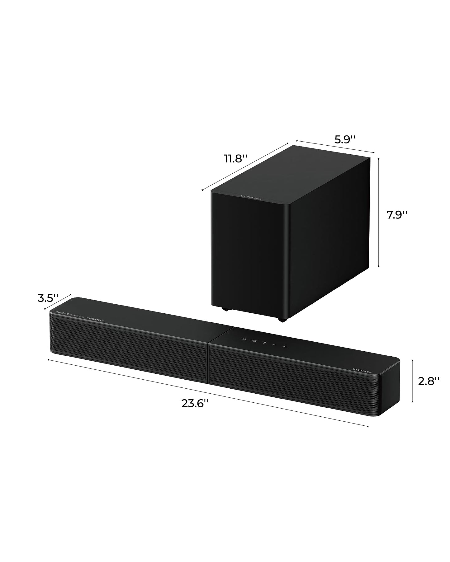 ULTIMEA Sound Bar with Wireless Subwoofer, Dolby Atmos, VoiceMX, BassMX, 240W Peak Power, 2.1ch Soundbar for Smart TV, App Control, HDMI eARC, Optical, Bluetooth 6.0, Poseidon M40, 2026 Model