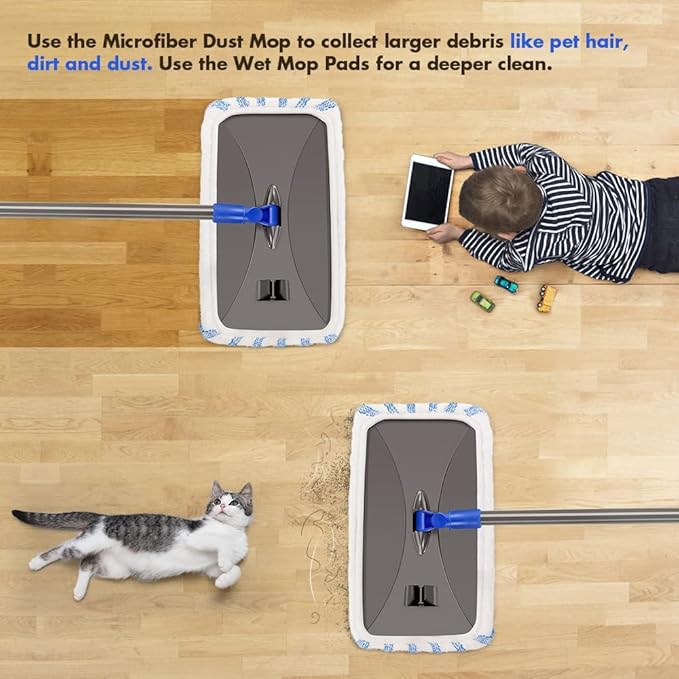 Masthome Microfiber Mop Refills 15x8 inches, 3 Pack, Washable & Reusable Microfiber Mop Pads for Wet and Dry Use, Large Surface Mop Replacement Pads for Flat Mop B076HM59FX, B07RQXR7PN