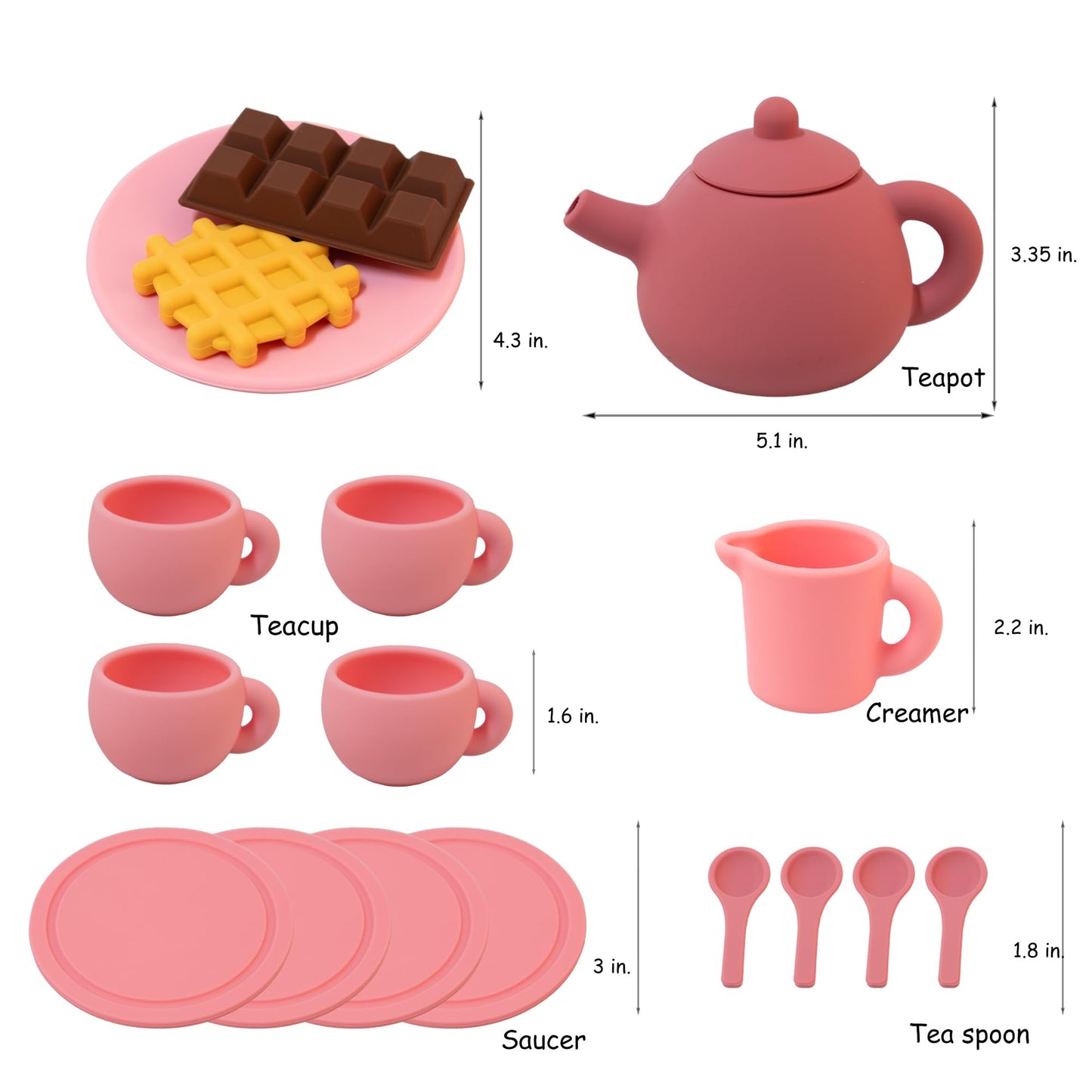 Silicone Tea Set for Toddlers,Play Tea Party Set,A Cute Pink Outfit Suitable for Toddler Girl